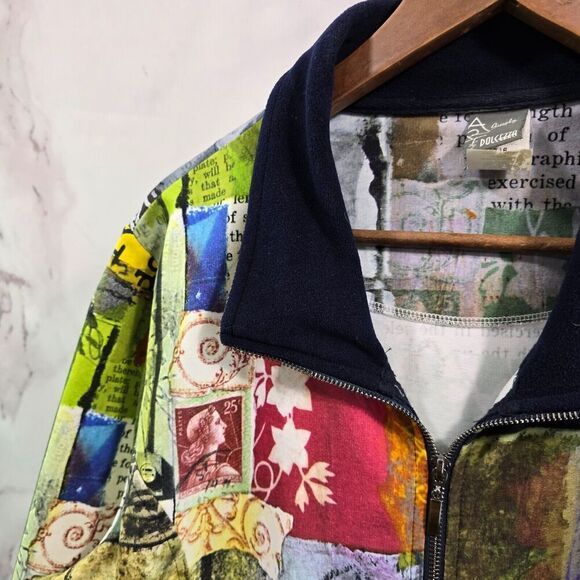 Dolcezza Jacket Women XXL Artsy Art To Wear Flecce Collar Photography Travel - Picture 2 of 13
